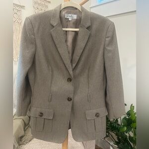 Emily Taupe Herringbone Blazer Jacket Women’s Size 12 Tailored Career